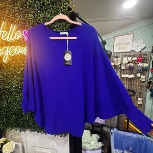 Carol Christian Super Soft Dolman Sweater, Royal Blue One Size